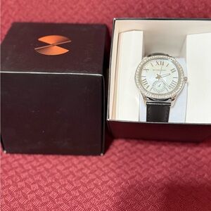Michael Kors Silver and Black Crystal Watch